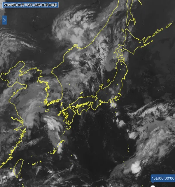 2026年8月15日6時の日本周辺の衛星赤外画像
