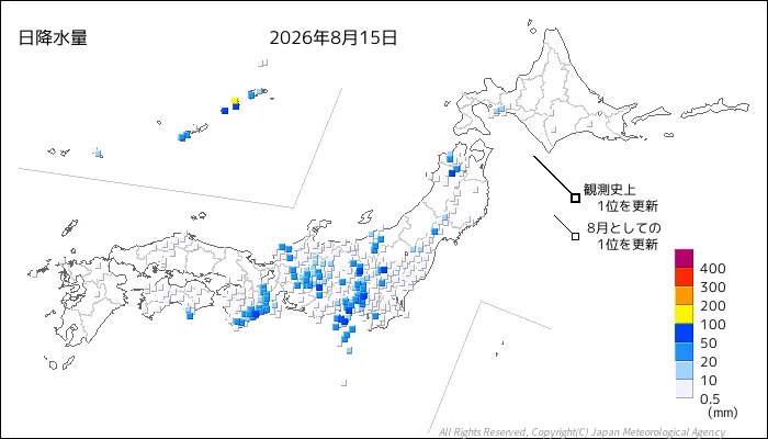 日本のアメダス日降水量の図