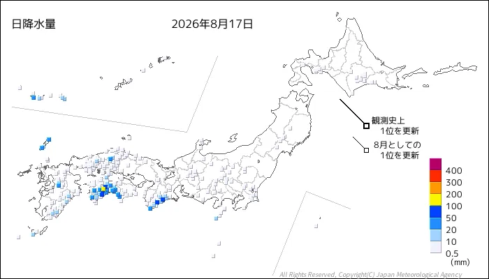 日本のアメダス日降水量の図