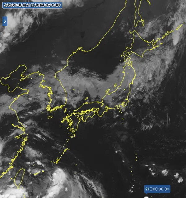 2026年8月20日24時の日本周辺の衛星赤外画像