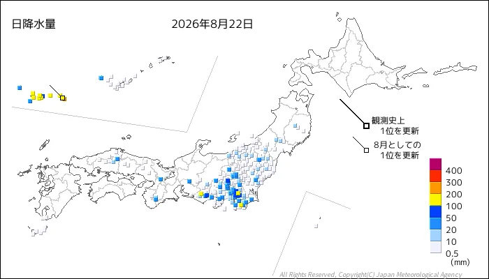 日本のアメダス日降水量の図