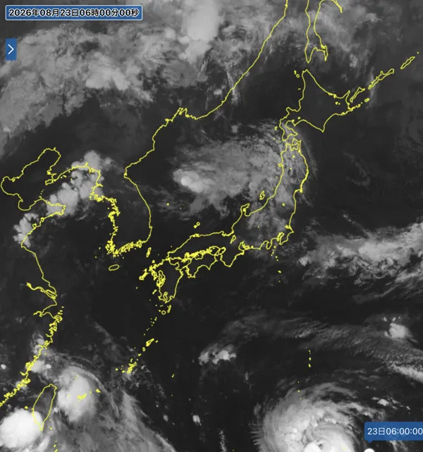2026年8月23日6時の日本周辺の衛星赤外画像