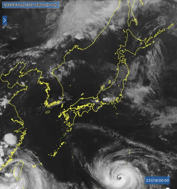 2026年8月23日18時の日本周辺の衛星赤外画像
