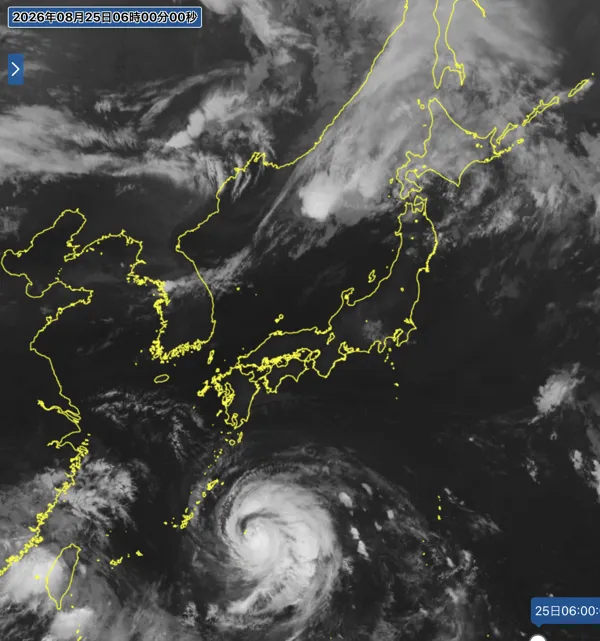 2026年8月25日6時の日本周辺の衛星赤外画像