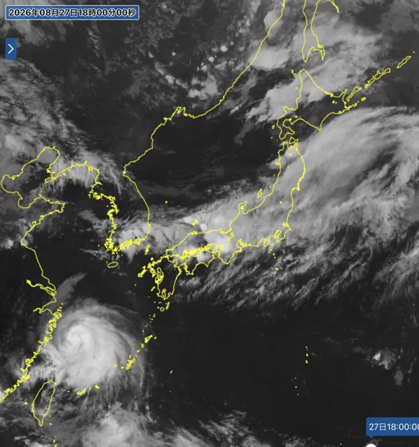 2026年8月27日18時の日本周辺の衛星赤外画像