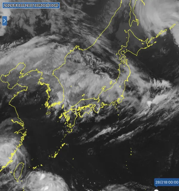 2026年8月28日18時の日本周辺の衛星赤外画像