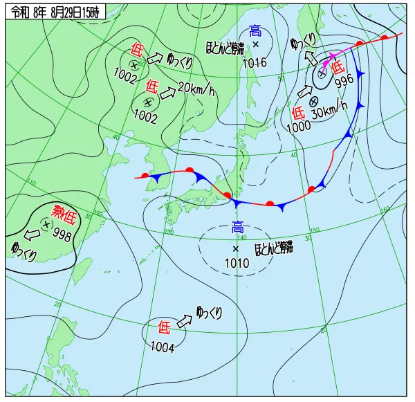 2026年8月29日15時の速報天気図