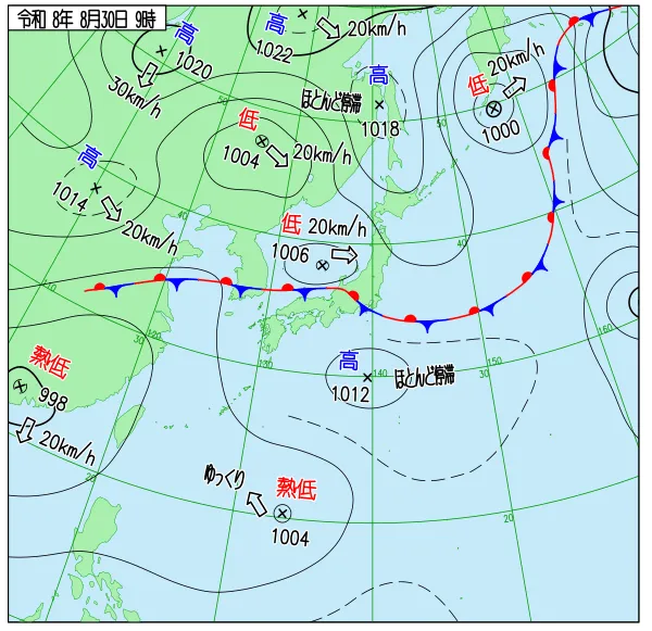2026年8月30日9時の速報天気図