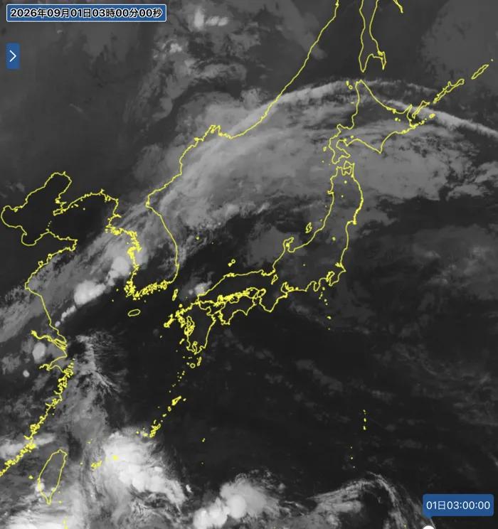 2026年9月1日3時の日本周辺の衛星赤外画像