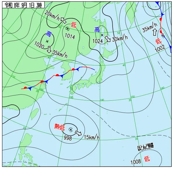2026年9月1日3時の速報天気図