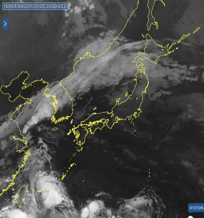 2026年9月1日6時の日本周辺の衛星赤外画像