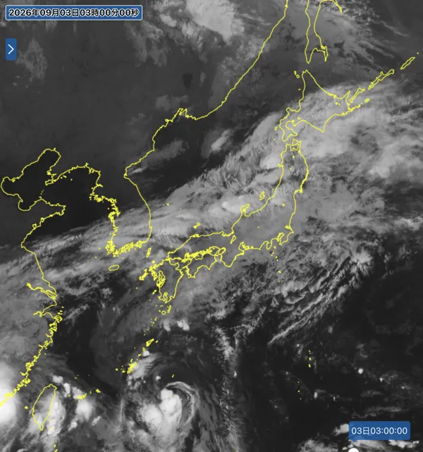 2026年9月3日3時の日本周辺の衛星赤外画像