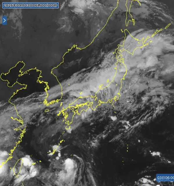 2026年9月3日6時の日本周辺の衛星赤外画像