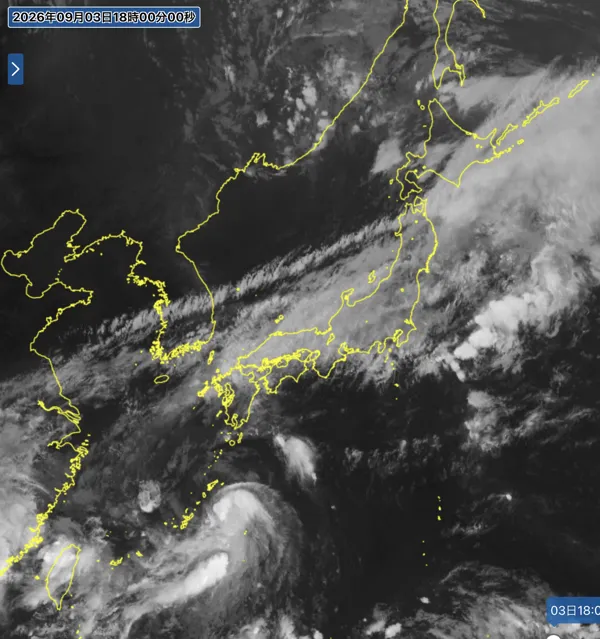 2026年9月3日18時の日本周辺の衛星赤外画像