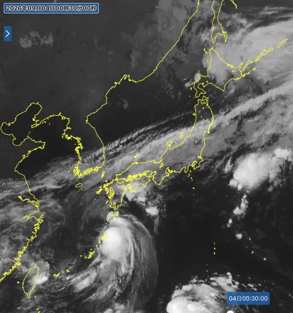 2026年9月3日24時の日本周辺の衛星赤外画像