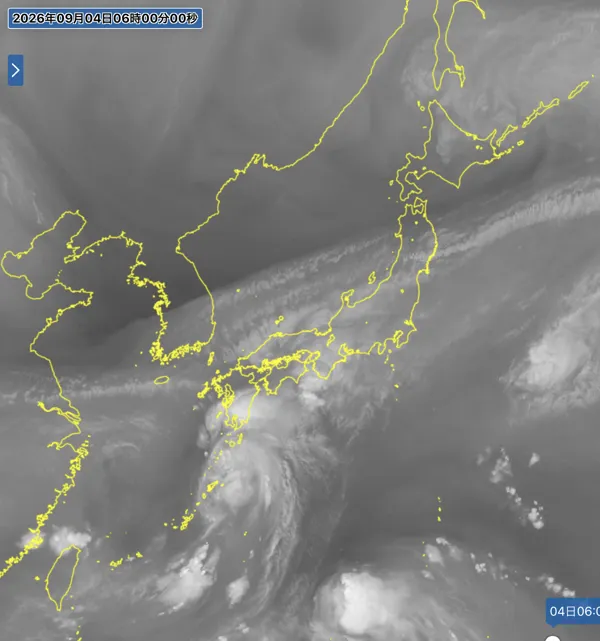 2026年9月4日6時の日本周辺の衛星水蒸気画像