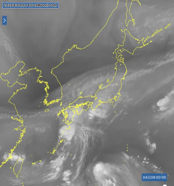 2026年9月4日9時の日本周辺の衛星水蒸気画像
