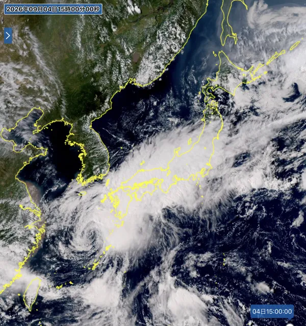 2026年9月4日15時の日本周辺の衛星可視画像