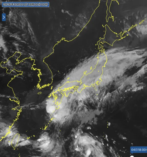 2026年9月4日18時の日本周辺の衛星赤外画像