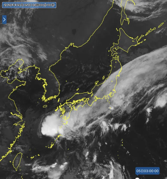 2026年9月5日3時の日本周辺の衛星赤外画像