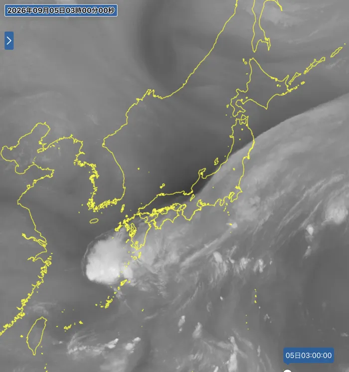 2026年9月5日3時の日本周辺の衛星水蒸気画像