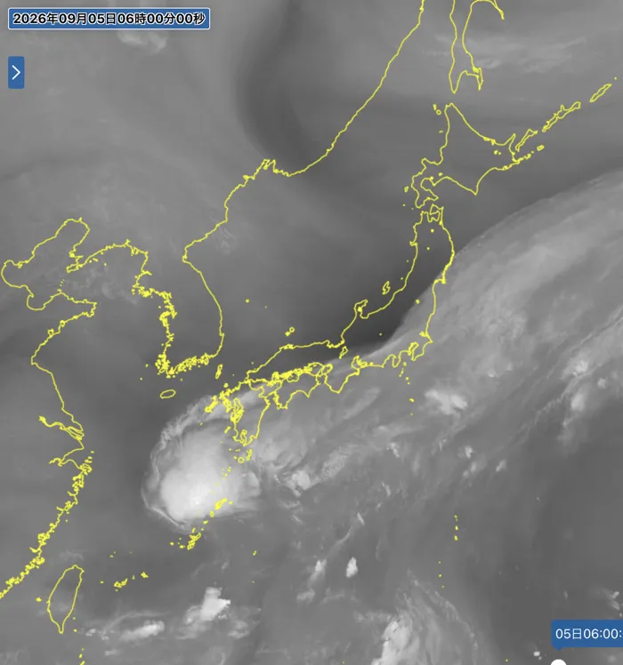 2026年9月5日6時の日本周辺の衛星水蒸気画像