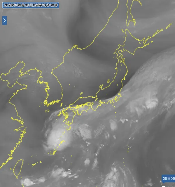 2026年9月5日9時の日本周辺の衛星水蒸気画像