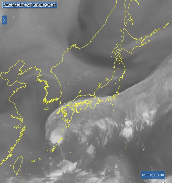 2026年9月5日15時の日本周辺の衛星水蒸気画像