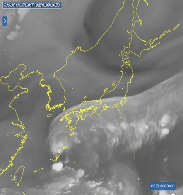 2026年9月5日18時の日本周辺の衛星水蒸気画像