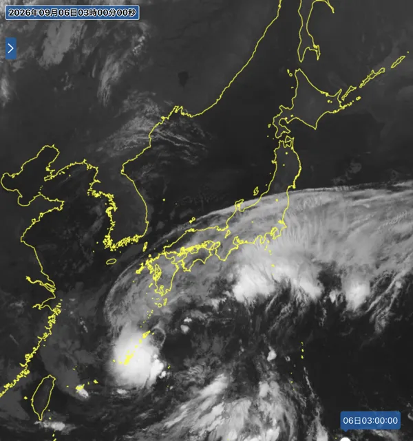 2026年9月6日3時の日本周辺の衛星赤外画像