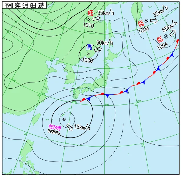 2026年9月6日3時の速報天気図