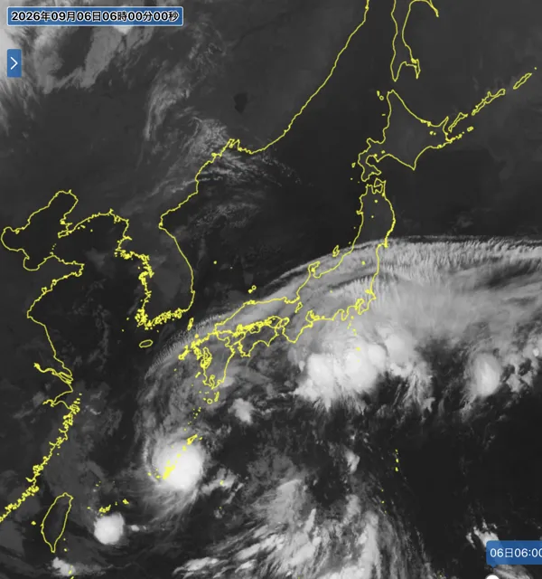 2026年9月6日6時の日本周辺の衛星赤外画像