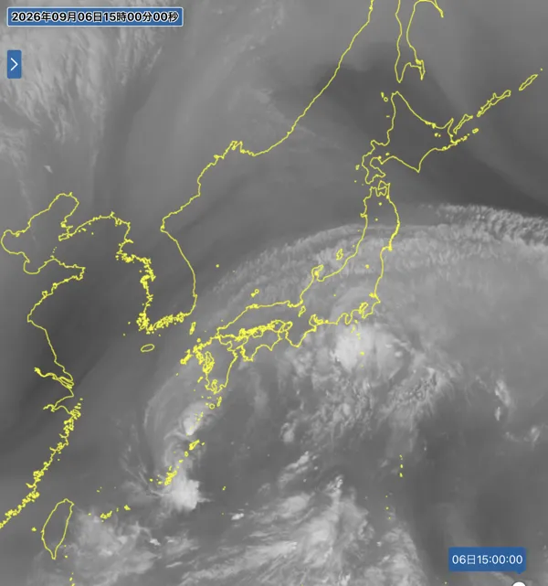 2026年9月6日15時の日本周辺の衛星水蒸気画像