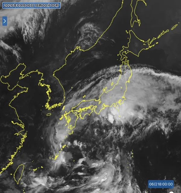 2026年9月6日18時の日本周辺の衛星赤外画像