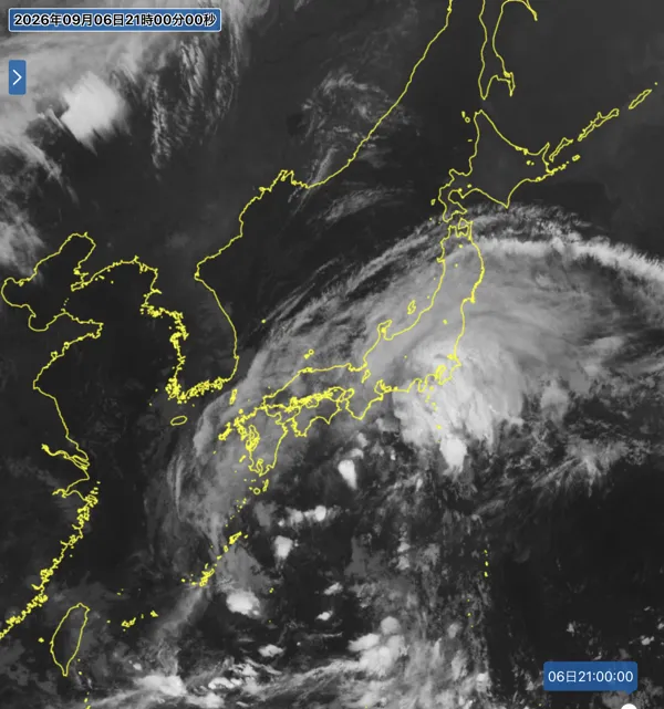 2026年9月6日21時の日本周辺の衛星赤外画像