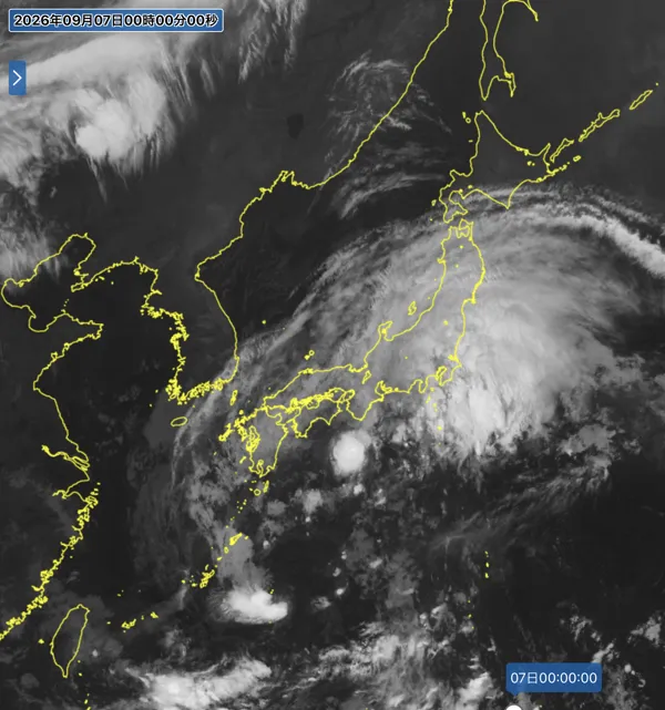 2026年9月6日24時の日本周辺の衛星赤外画像