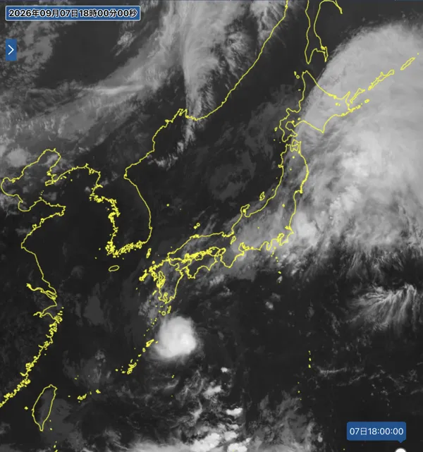 2026年9月7日18時の日本周辺の衛星赤外画像