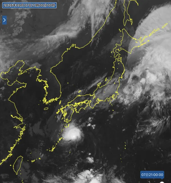 2026年9月7日21時の日本周辺の衛星赤外画像