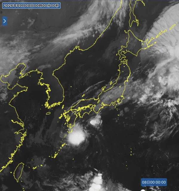 2026年9月7日24時の日本周辺の衛星赤外画像