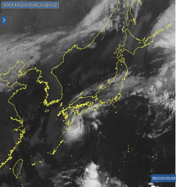 2026年9月8日3時の日本周辺の衛星赤外画像