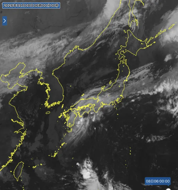 2026年9月8日6時の日本周辺の衛星赤外画像