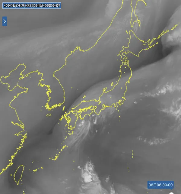 2026年9月8日6時の日本周辺の衛星水蒸気画像