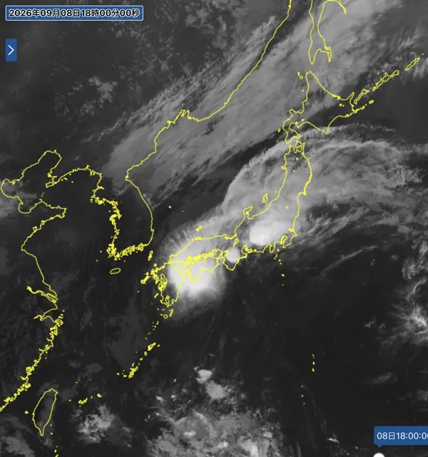 2026年9月8日18時の日本周辺の衛星赤外画像