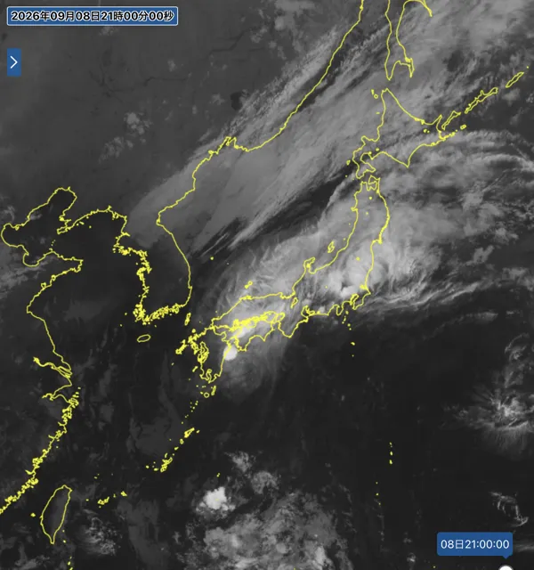 2026年9月8日21時の日本周辺の衛星赤外画像