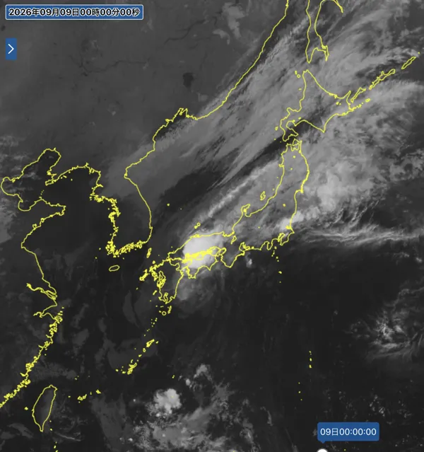 2026年9月8日24時の日本周辺の衛星赤外画像