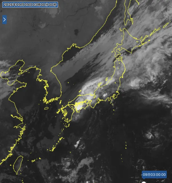 2026年9月9日3時の日本周辺の衛星赤外画像