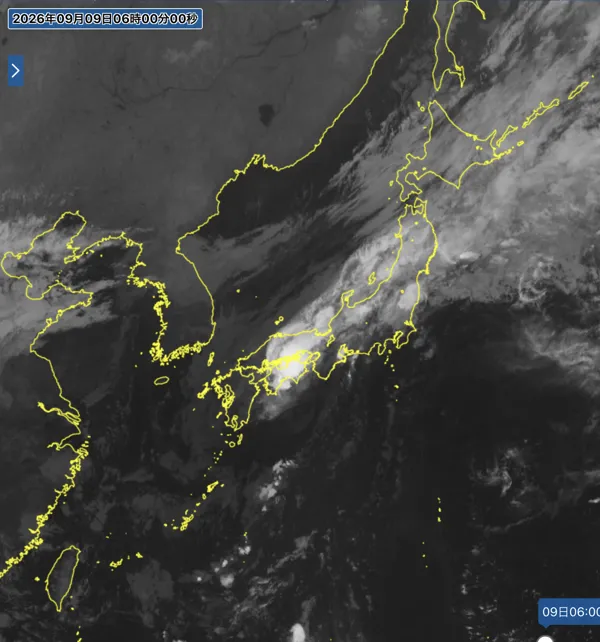 2026年9月9日6時の日本周辺の衛星赤外画像
