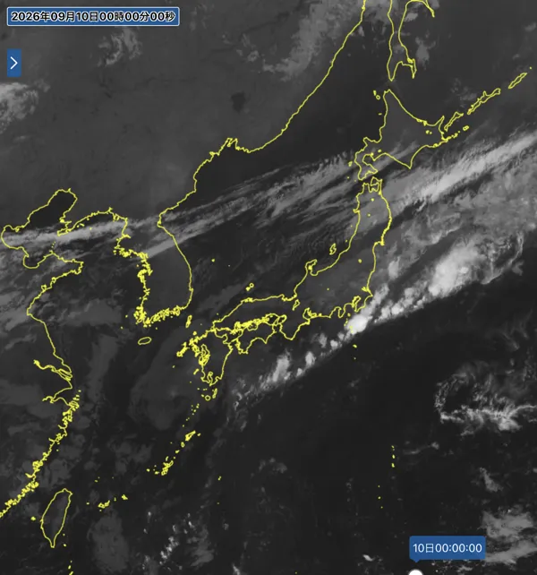 2026年9月9日24時の日本周辺の衛星赤外画像