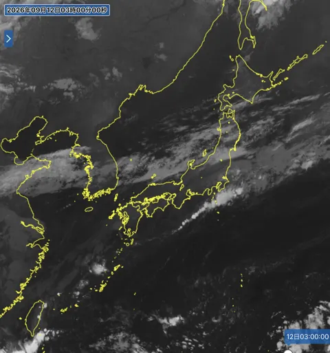 2026年9月12日3時の日本周辺の衛星赤外画像