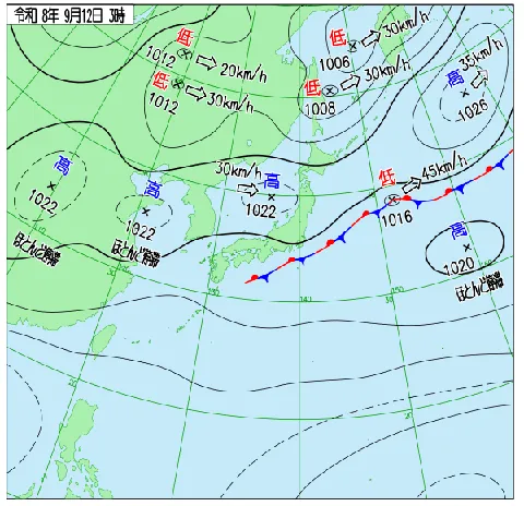 2026年9月12日3時の速報天気図